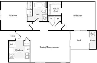 2 Bedrooms A (HS) 01-10101 floor plan