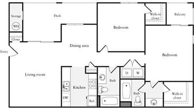 2 Bedrooms B 01-5311 floor plan