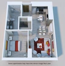 1 Bed, 1 Bath 1730 floor plan