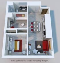 2 Bed, 1 Bath 0901 floor plan