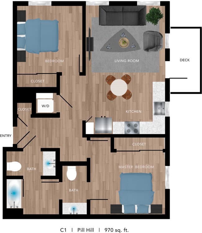 2 Beds • 2 Bath 302 floor plan