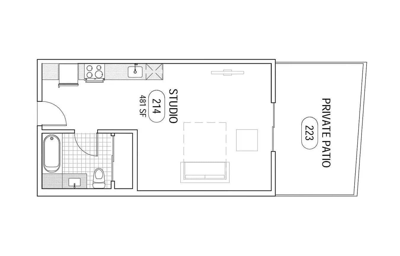 Studio • 1 Bath 303 floor plan