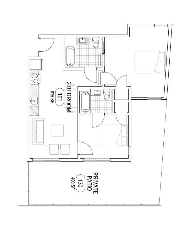2 Beds • 2 Bath 103 floor plan