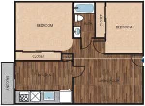 2 Beds • 2 Bath 094 floor plan