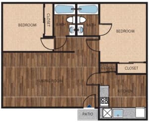 2 Beds • 2 Bath 074 floor plan