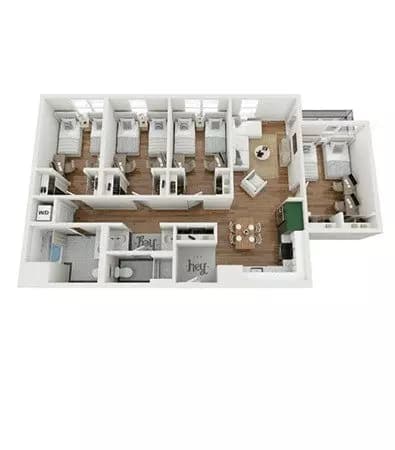 4 Beds, 2 Baths 401 floor plan