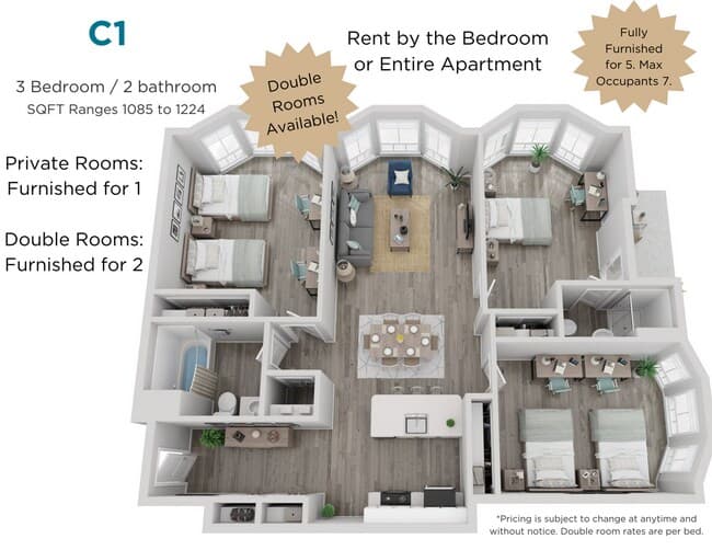 C1 Double Deluxe floor plan