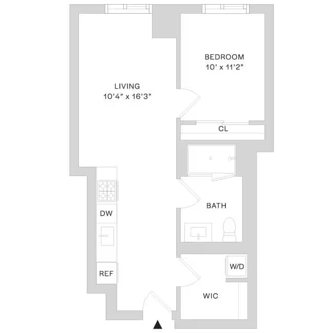 1 Bed • 1 Bath 25G floor plan