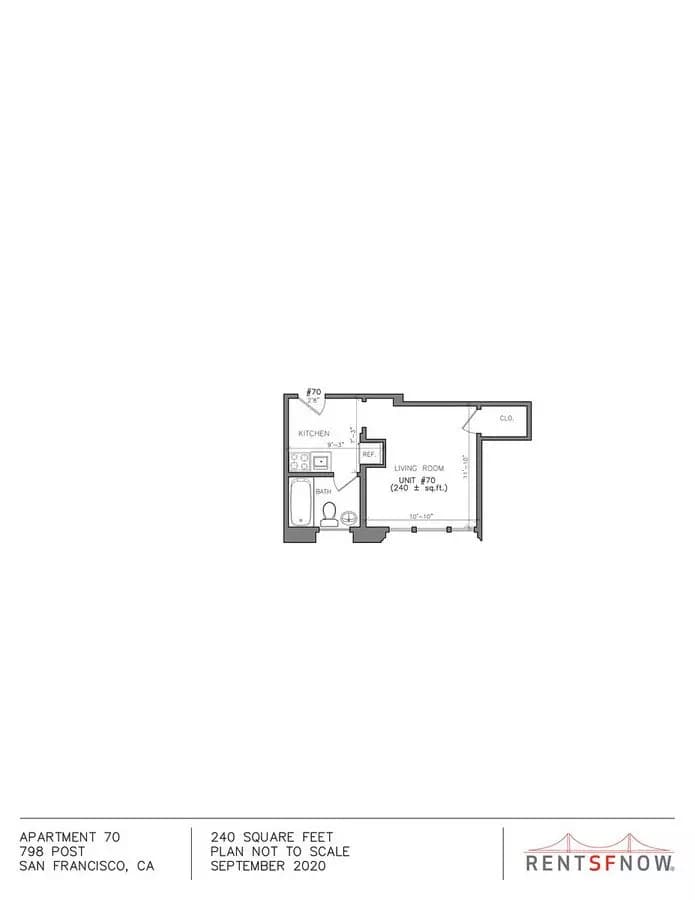 Efficiency Studio 1 Bath Apartment 501 floor plan