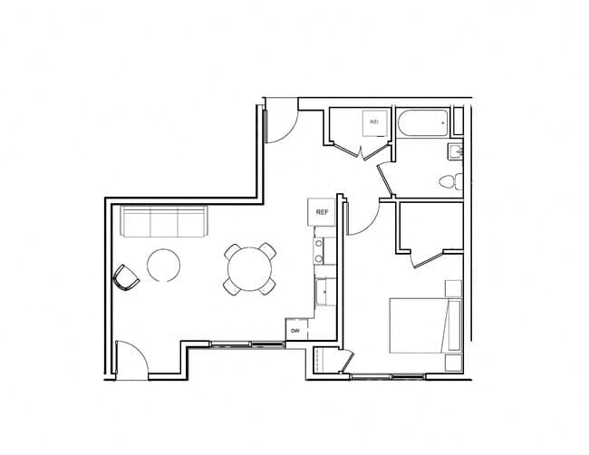 1 Bed 1 Bath 402 floor plan