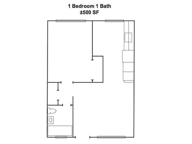 1 Bedroom 1 Bathroom W floor plan