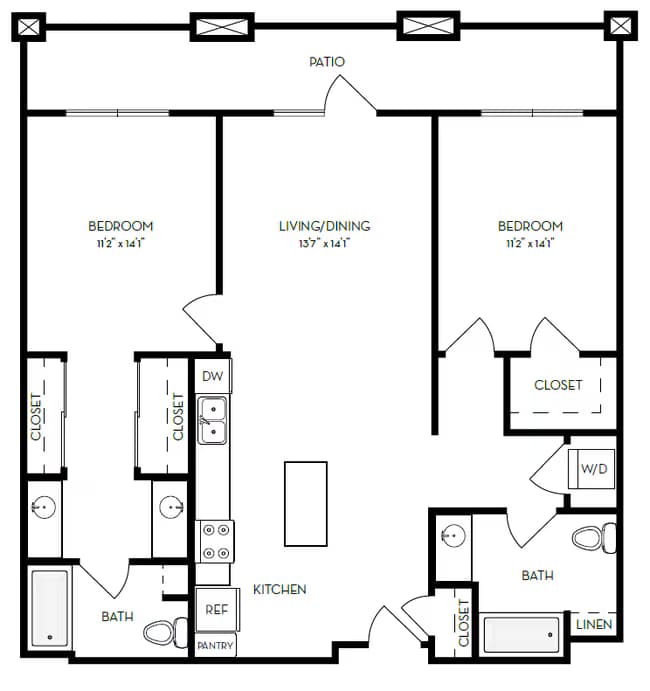 2 Beds • 2 Bath 403 floor plan