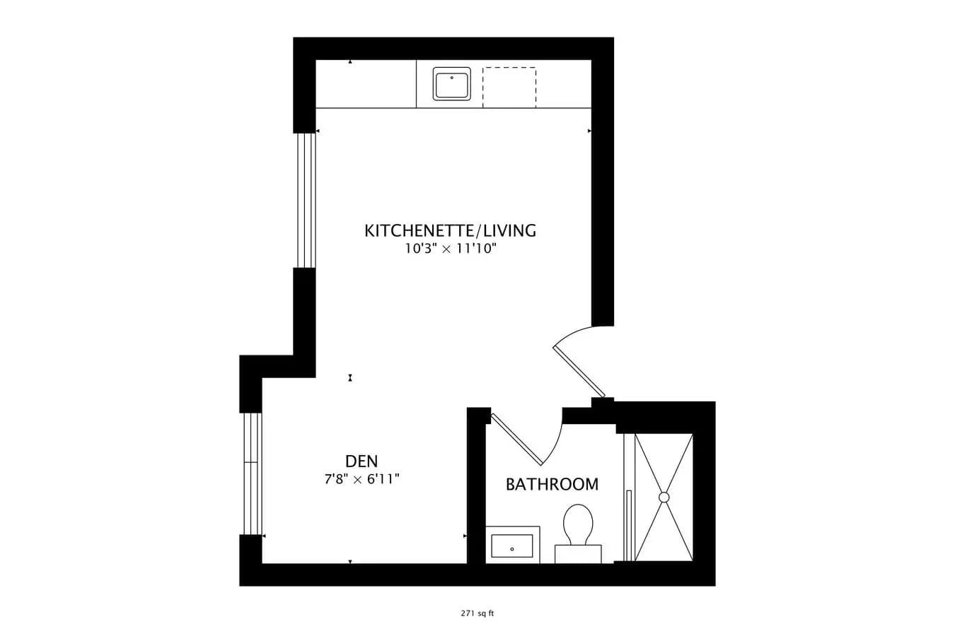 Studio • 1 Bath 1709-D floor plan