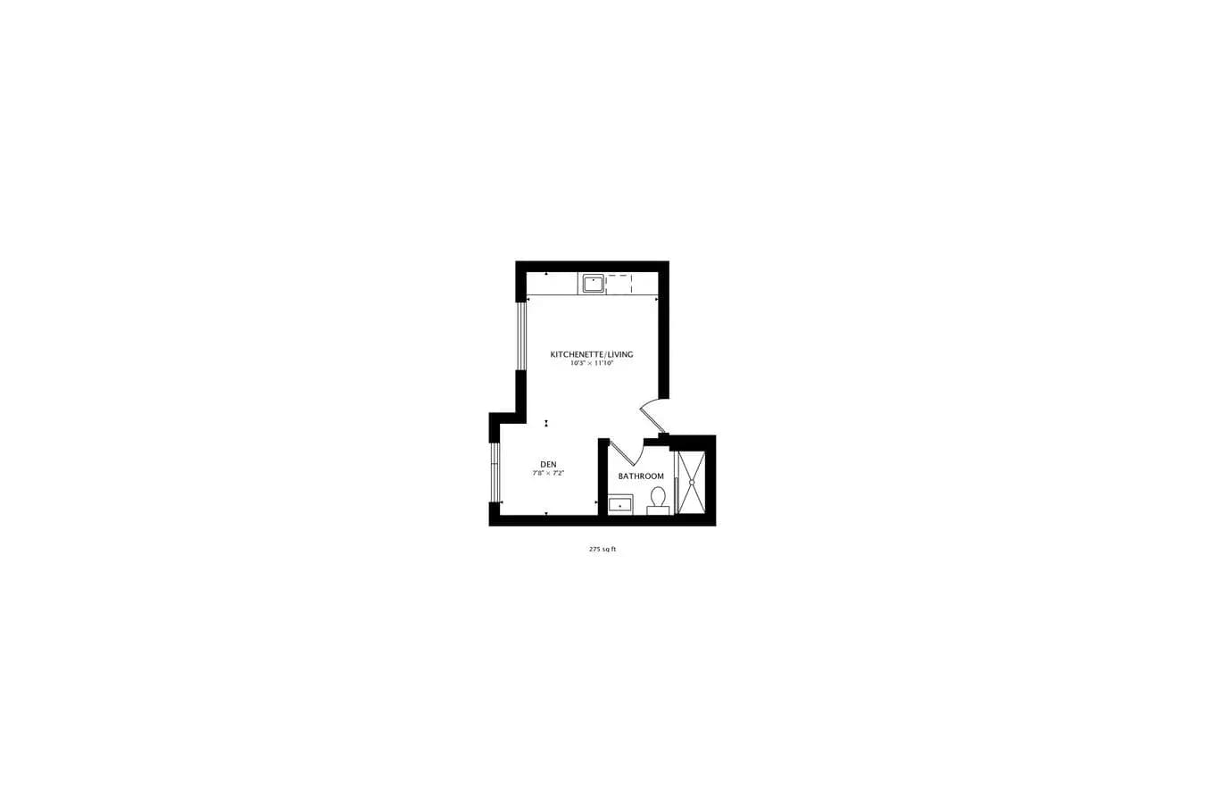Floor Plan B Studio 1BA 1705-B floor plan