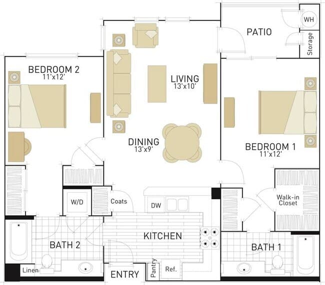 The Laurels- Two Bedrooms 177 floor plan