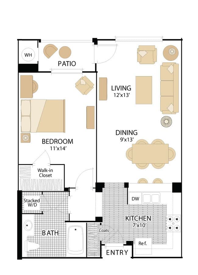 The Sycamores- One Bedrooms 3133 floor plan