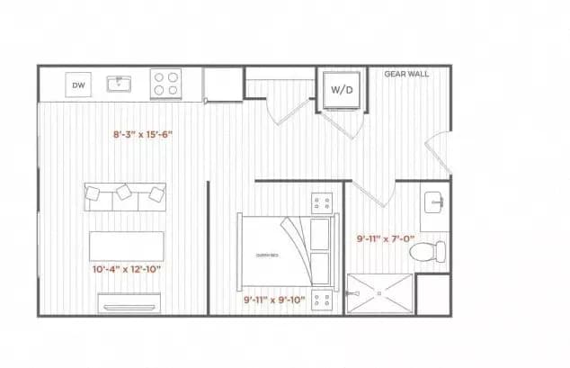 Studio • 1 Bath A240 floor plan