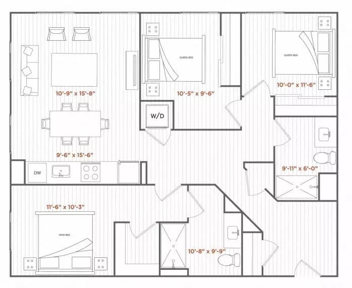 3 Beds • 2 Bath A200 floor plan