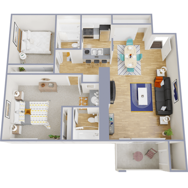 2 Beds • 2 Bath B-212 floor plan