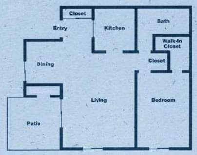 1 Bed 1 Bath Downstairs 3481-01 floor plan