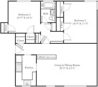 2 Bed A 005193A floor plan