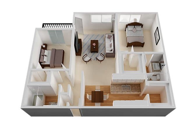 Large Two Bedroom A130 floor plan