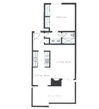 1 Bed, 1 Bath Model floor plan