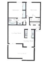 2 Beds, 1 Bath Model floor plan