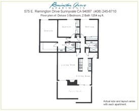 3 Beds, 2 Baths Model floor plan