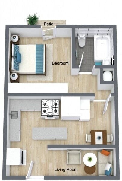 1 Bedroom 1 Bath Large floor plan