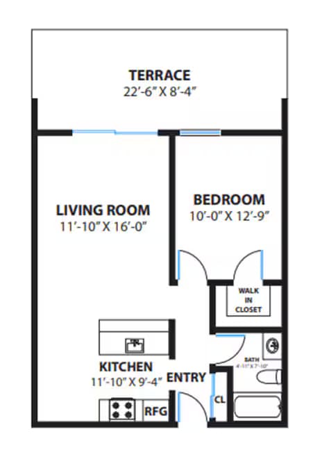 1 Bed • 1 Bath 26 floor plan