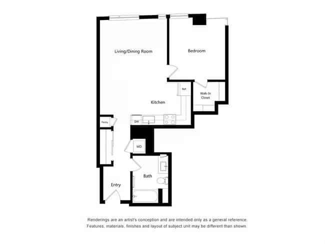 1 Bed • 1 Bath 710 floor plan