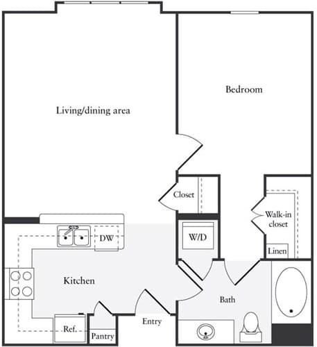 1 Bed • 1 Bath 01-2064 floor plan