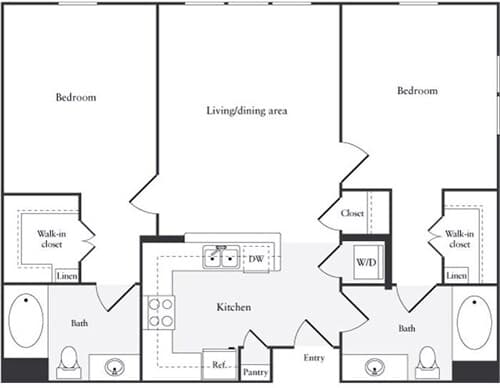 2 Bedrooms A 01-1080 floor plan