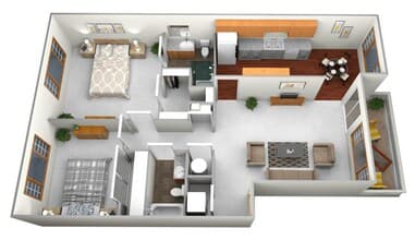 2 Bed 2 Bath Apartment 119 floor plan