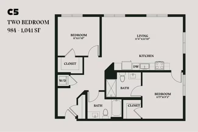 Alba Two Bedroom C5 471 floor plan