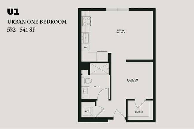 Alba Urban One Bedroom U1 659 floor plan