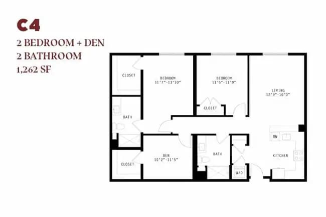 Orlo Two Bedroom Den C4 325 floor plan