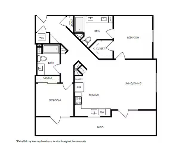 2x2b 0451 floor plan