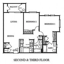 Two Bedroom B 4305 floor plan