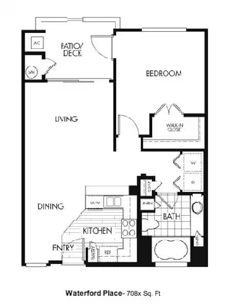 1x1-B 3301 floor plan