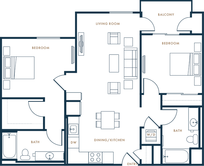 2 Beds • 2 Bath 306 floor plan