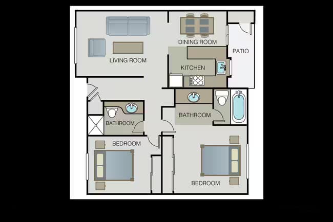 2 Beds • 2 Bath
3D Tour 01356 floor plan