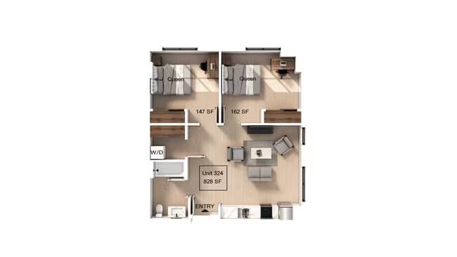 View 2 Bedroom The U at California-401 floor plan