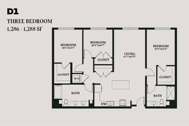Alba Three Bedroom D1 200 floor plan