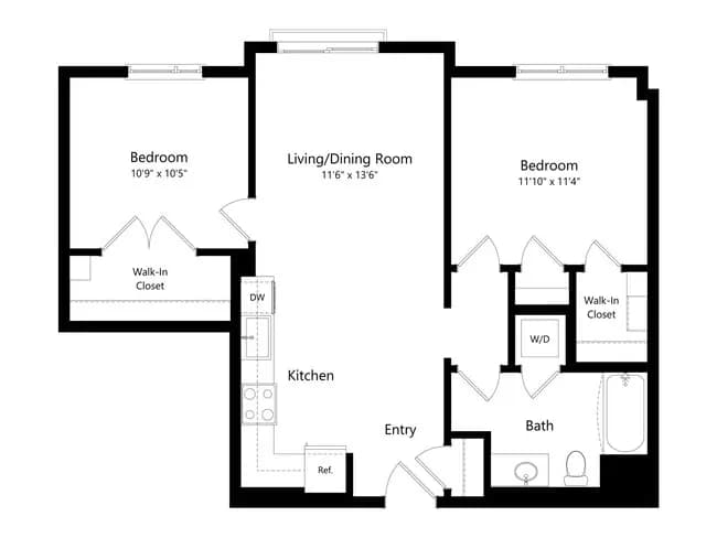 2 Beds • 1 Bath 419 floor plan