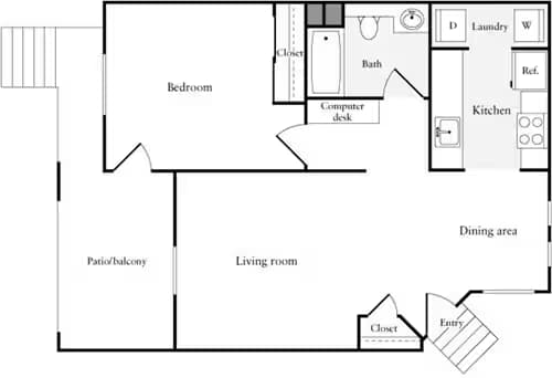 1 Bed • 1 Bath 08-411 floor plan