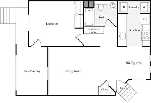 1 Bedroom A 08-511 floor plan
