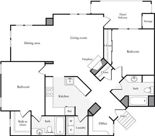 2 Bedrooms E 07-285 floor plan