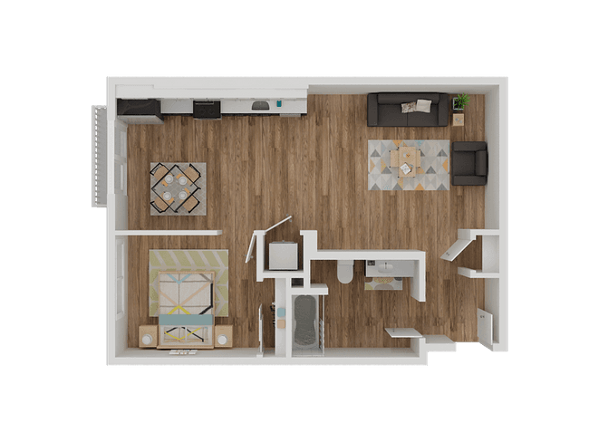 One Bedroom 1-38-415 floor plan